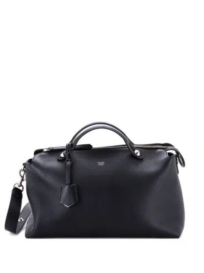 Pre-owned Fendi By The Way Calfskin Large Satchel In Black