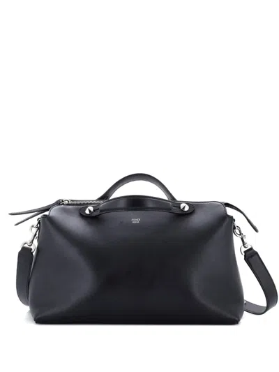 Pre-owned Fendi By The Way Calfskin Large Satchel In Black