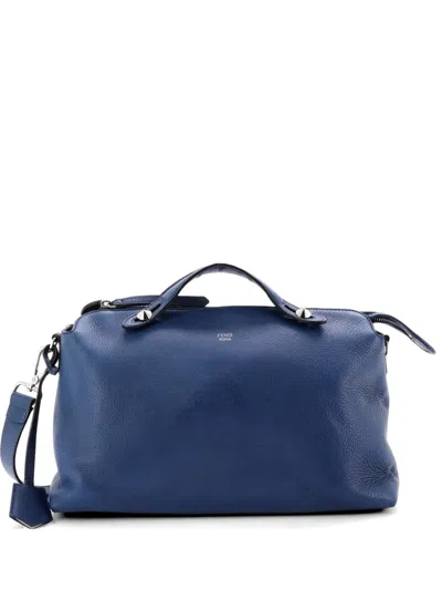 Pre-owned Fendi By The Way Calfskin Large Satchel In Blue