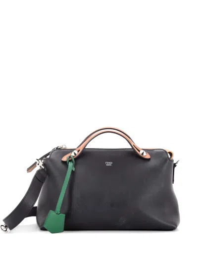 Pre-owned Fendi By The Way Calfskin Medium Satchel In Black