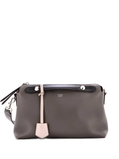 Pre-owned Fendi By The Way Calfskin Medium Satchel In Gray