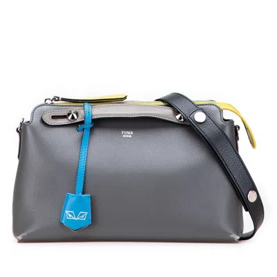 Pre-owned Fendi By The Way Gray Leather Handbag Shoulder Bag ()