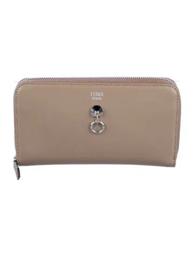 Pre-owned Fendi By The Way Leather Leather Continental Wallet In Brown