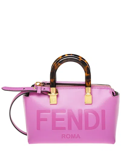 Fendi By The Way Mini Boston Leather Bag In Pink
