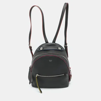 Pre-owned Fendi By The Way Mini Embellished Black Leather Backpack