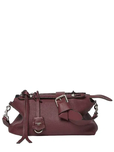 Fendi By The Way Saddle Leather Handbag In Burgundy