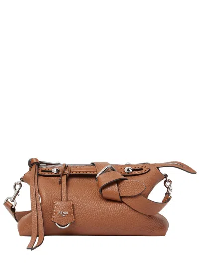 Fendi By The Way Saddlery Leather Handbag In Brown