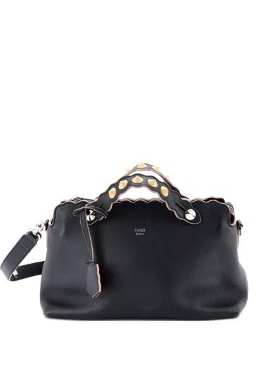 Pre-owned Fendi By The Way Scalloped Calfskin Small Satchel In Blue