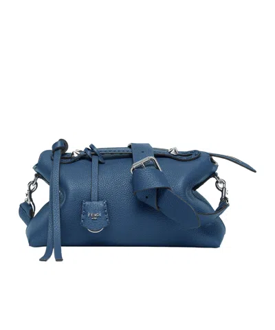 Fendi Blue Selleria Bag With 192 Hand-sewn Topstitches