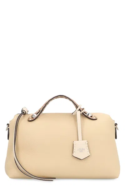 Fendi By The Way Selleria Pebbled Calfskin Mini Leather Handbag In Neutral