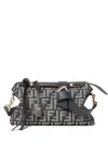 Fendi By The Way Soft Medium Bag In Ff Jacquard With Denim Effect In Black