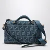 Fendi By The Way Soft Medium Bag In Jacquard Ff Denim Effect Blue Women In Blue