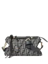 Fendi By The Way Soft Medium Bag In Ff Jacquard With Denim Effect Women In Black