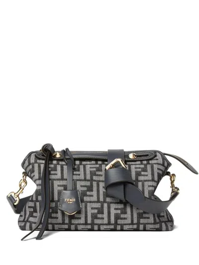 Fendi By The Way Soft Medium Denim-effect Ff Jacquard Bags In Black
