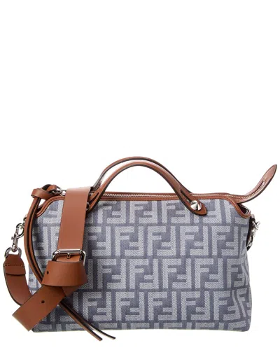 FENDI FENDI BY THE WAY SOFT MEDIUM FF DENIM & LEATHER SHOULDER BAG