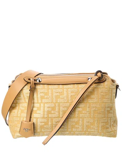 Fendi By The Way Soft Medium Ff Raffia & Leather Shoulder Bag In Sand