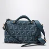 Fendi By The Way Soft Medium Bag In Jacquard Ff Denim Effect Blue Women