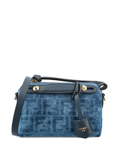 Fendi Mini By The Way Soft Flocked Tote Bag In Blue