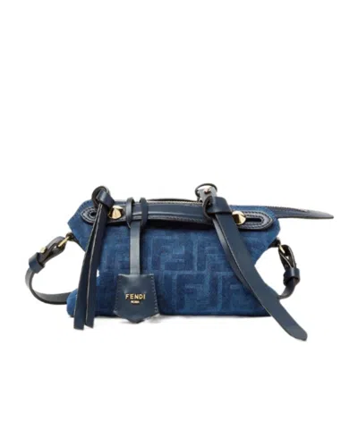 Fendi By The Way Soft Mini Blue Ff Denim Flocked Mini-bag