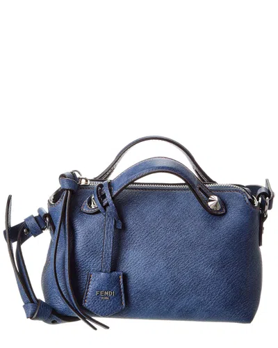 Fendi By The Way Soft Mini Denim-effect Leather Shoulder Bag In Blue