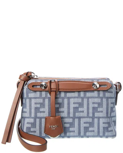 Fendi By The Way Soft Mini Ff Denim & Leather Satchel In Blue