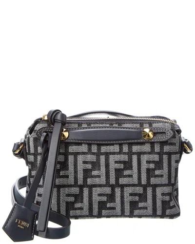 Fendi By The Way Soft Mini Ff Denim & Leather Satchel In Orange