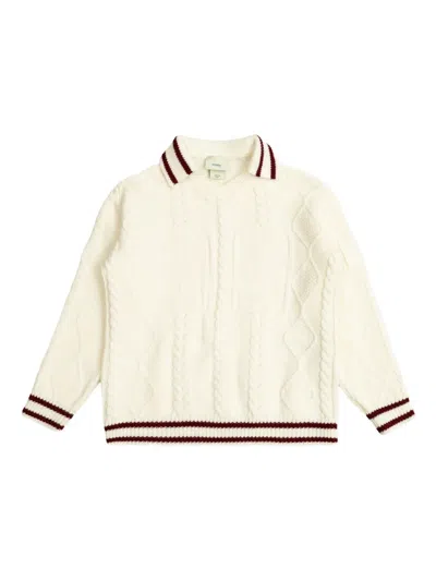 Fendi Cable-knit Polo-neck Sweater In White