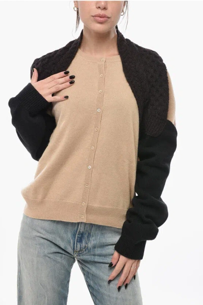 Fendi Cable Knit Wool Shrug In Black