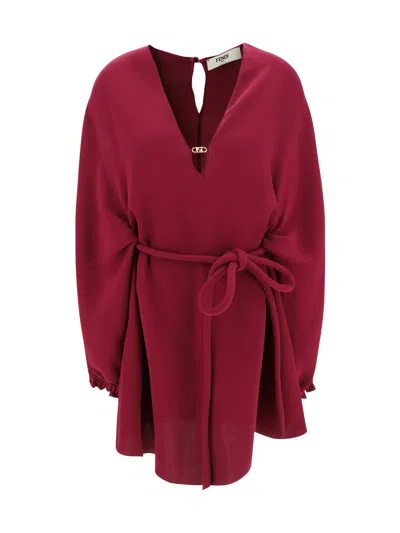 Fendi Cady Dress In Rosso