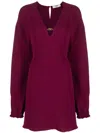 Fendi Cady Logo-plaque Silk Minidress In Red