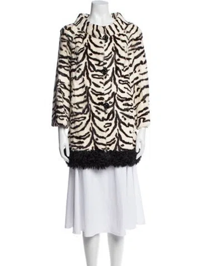Pre-owned Fendi Calf Hair Animal Print Faux Fur Jacket In Neutrals
