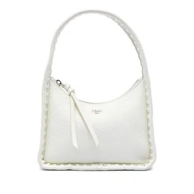 Pre-owned Fendi Calf Leather Mini Cuoio Romano Selleria Fendessence Handbag In White