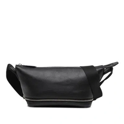 Pre-owned Fendi Calf Leather Sarah Coleman Leather Fisheye Belt Bag In Black