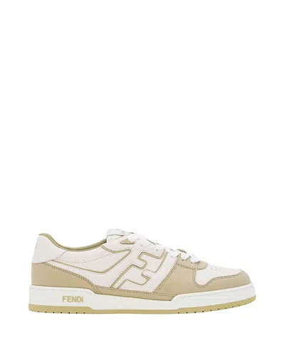 FENDI FENDI CALF LEATHER SNEAKERS WITH SIDE LOGO AND RUBBER SOLE