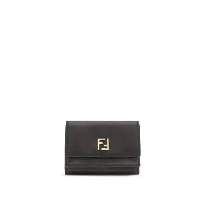 Fendi Calf Leather Trifold Wallet In Black