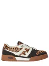 Fendi Low-top Platform In Multicolor Cavallino Calfskin And Suede In Brown
