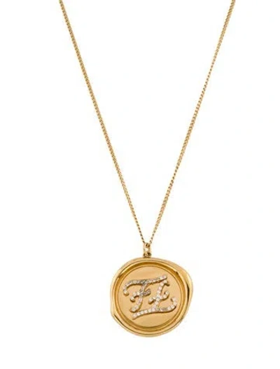 Pre-owned Fendi Calligraphy Pendant Necklace, 26.75" In Multi
