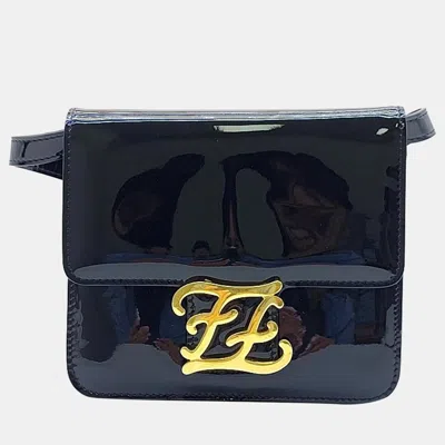 Pre-owned Fendi Calligraphy Shoulder Bag In Black