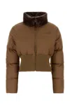 Fendi Camel Polyester Down Jacket In Brown