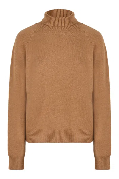 Fendi Camel Cashmere Blend Sweater In Brown