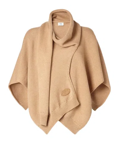 Fendi Camel-color Cashmere Poncho In Brown