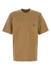 Fendi Cotton T-shirt With Chest Pocket And Crew Neck In Brown