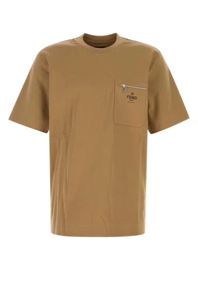 FENDI CAMEL COTTON T-SHIRT