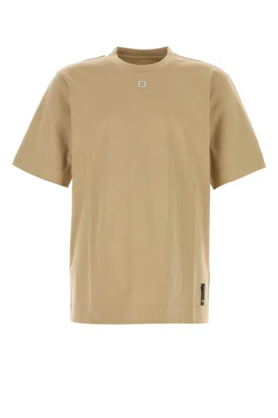 Fendi Camel Cotton T-shirt In Brown
