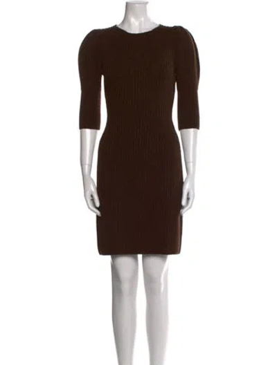 Pre-owned Fendi Camel Hair Crew Neck Sweater In Brown