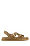Fendi Feel Buckle-strap Leather Sandals In Camel