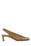 Fendi Woven Leather Kitten-heel Slingback Pumps In Camel