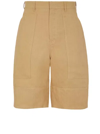Fendi Camel Paper Bermuda Shorts In Neutral