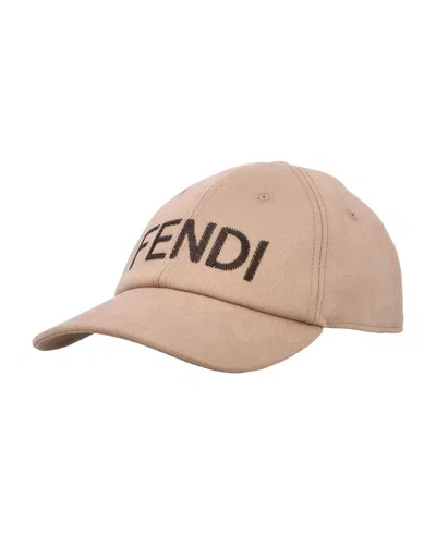 Fendi Camel Stretch Cotton Baseball Cap