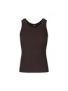 Fendi Stretch Ribbed Nylon Tank Top In Brown
